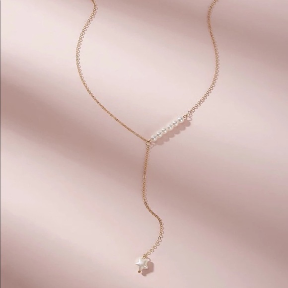 Faux Pearl Star Lariat Necklace - Picture 2 of 4